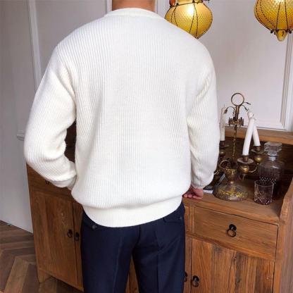Men's Fall Winter Chunky Knit Sweater, Heavyweight Relaxed Fit Crewneck Knit Pullover