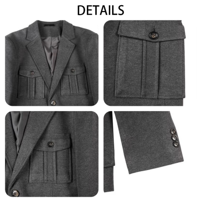 Men's Fall Winter Tweed Blazer, British Style Winter Sport Coat, Heavyweight Business Casual Blazer for Men, Notch Lapel Single-Breasted Jacket