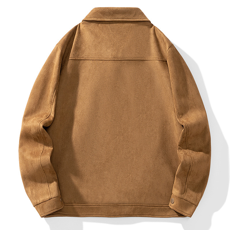 Men's Suede Bomber Jacket, Business Casual Notch Lapel Fall Jacket