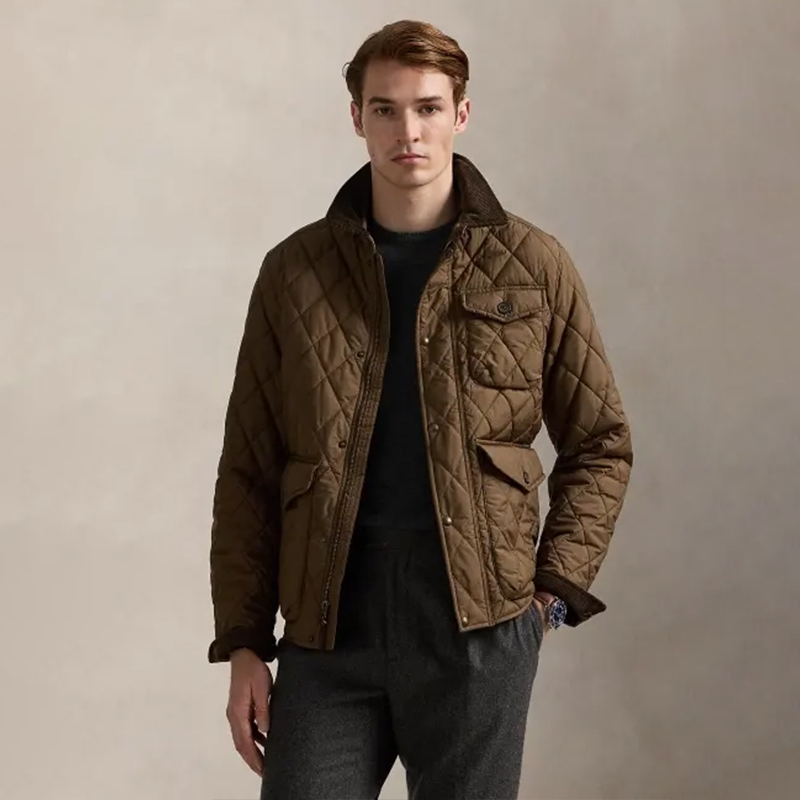 Men's Quilted Workwear Jacket, Classic Old Money Style Winter Coat