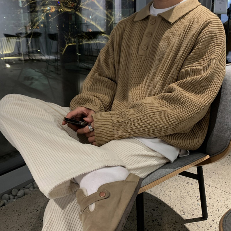 Winter Men's Polo Neck Knit Sweater, Ultra-Soft Polo Sweater, Business Casual Knit, Spandex Stretch Comfort Pullover