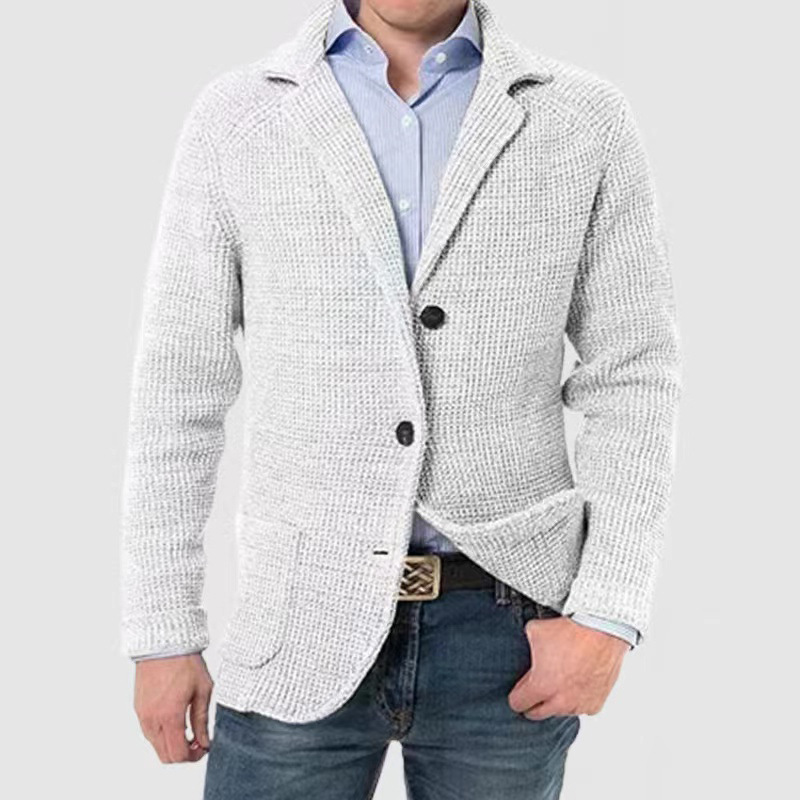 Men's Stand Collar Knit Blazer Jacket
