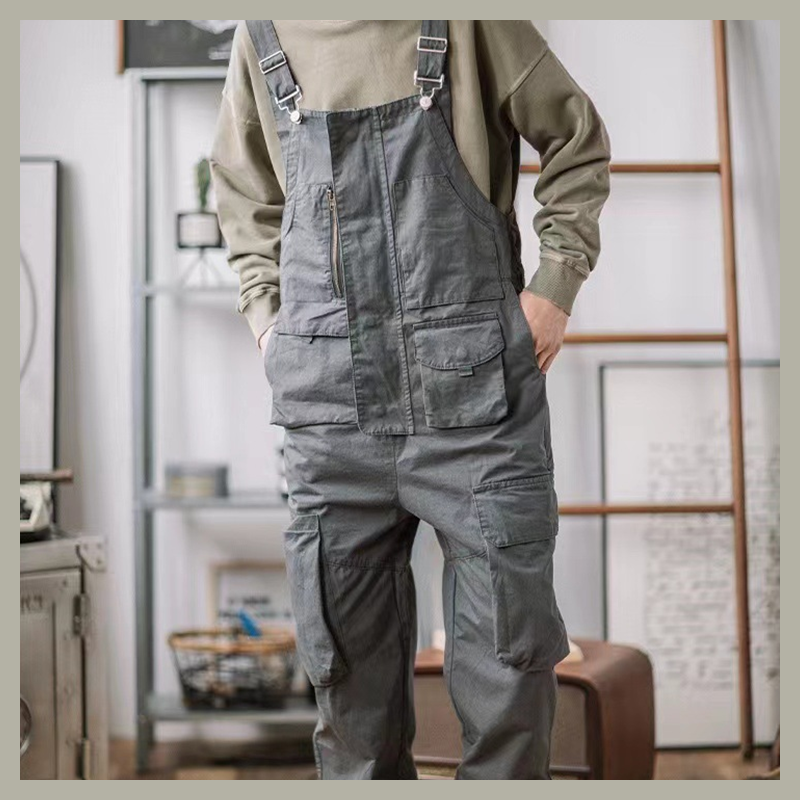 Men's Heavy Duty 1000gsm Cotton Work Clothes - Straight Leg Utility Pants With Adjustable Suspenders And 8+ Multi-Function Pockets