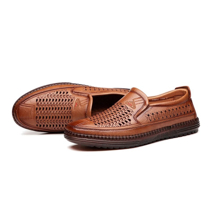 Men's Perforated Genuine Leather Casual Sandals