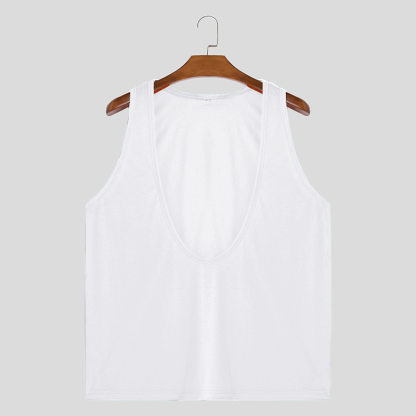 Mens Solid U-Neck Casual Sleeveless Vest, Comfort, Breathable Fabric for Daily Wear & Active Lifestyles, Ideal for Summer