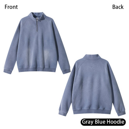 Retro Heavyweight Casual Sports Suit, 420GSM Vintage Zipper Hoodie and Sweatpants, Washed and Distressed Unisex Sportswear, Warm and Comfortable for Transitional Seasons