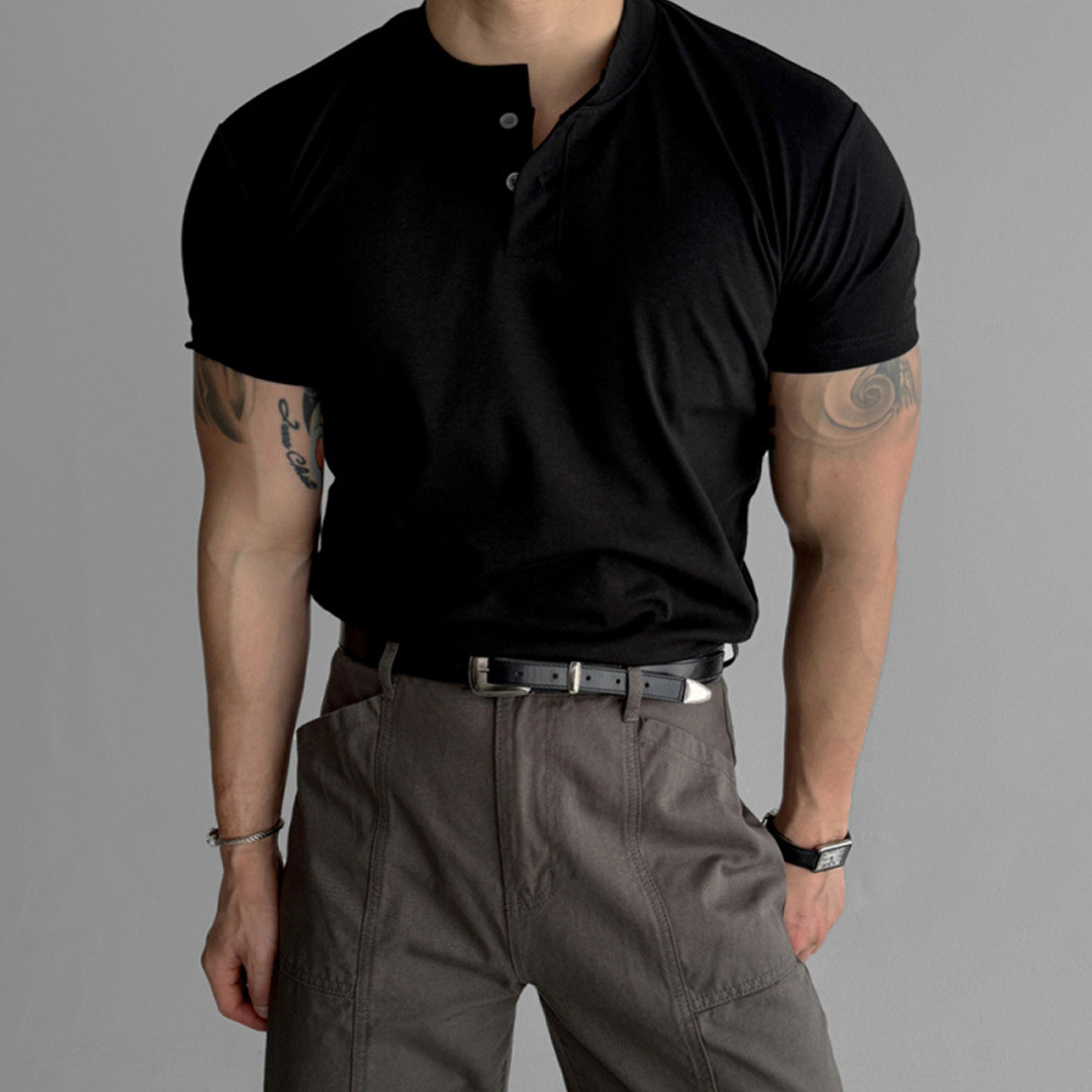 Summer Short Sleeve Button-Up Harajuku Style Knit T-Shirt