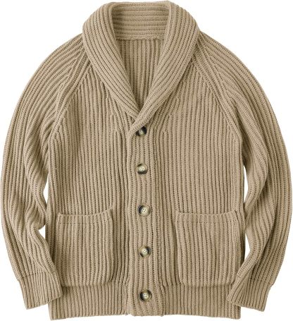Mens Shawl Collar Cardigan Sweaters Button Down Open Front Knitwear