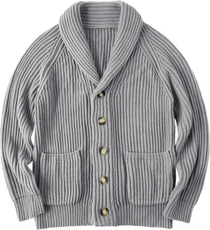 Mens Shawl Collar Cardigan Sweaters Button Down Open Front Knitwear