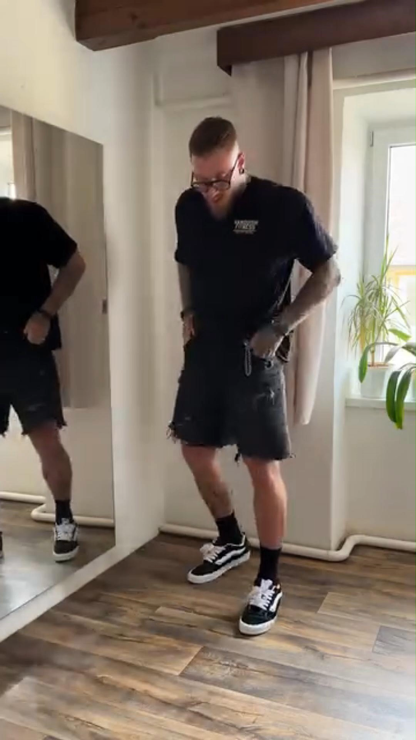 Ripped Denim Shorts Men's Summer American Retro Pants Design Niche Loose