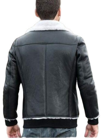 Fur integrated pocket casual threaded leather jacket
