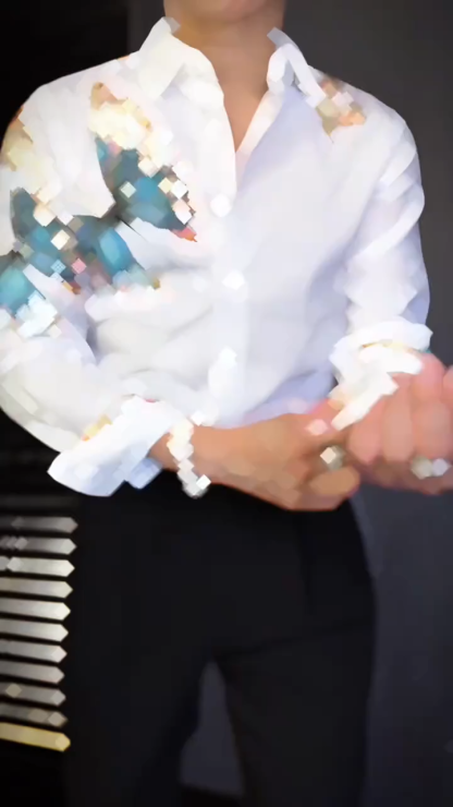 Men’s Street Style Slim Fit Floral Shirt 3D Digital Print Long Sleeve Lapel Casual Fashion Top