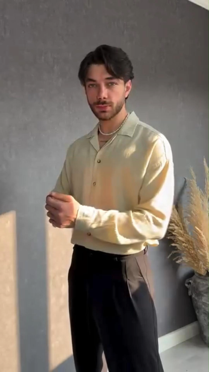 Casual Loose V-Neck Long-Sleeved Shirt