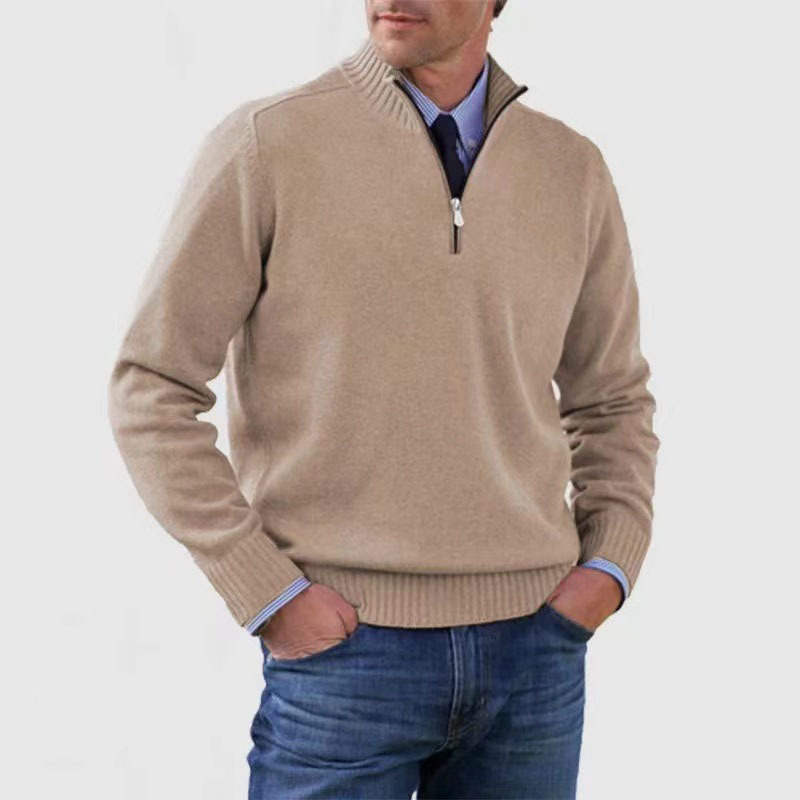 Men's Zip-Up Knit Sweater, Stand Collar Lightweight Cardigan, Men's Lightweight Knit Jacket, Versatile Pullover Sweater for Layering