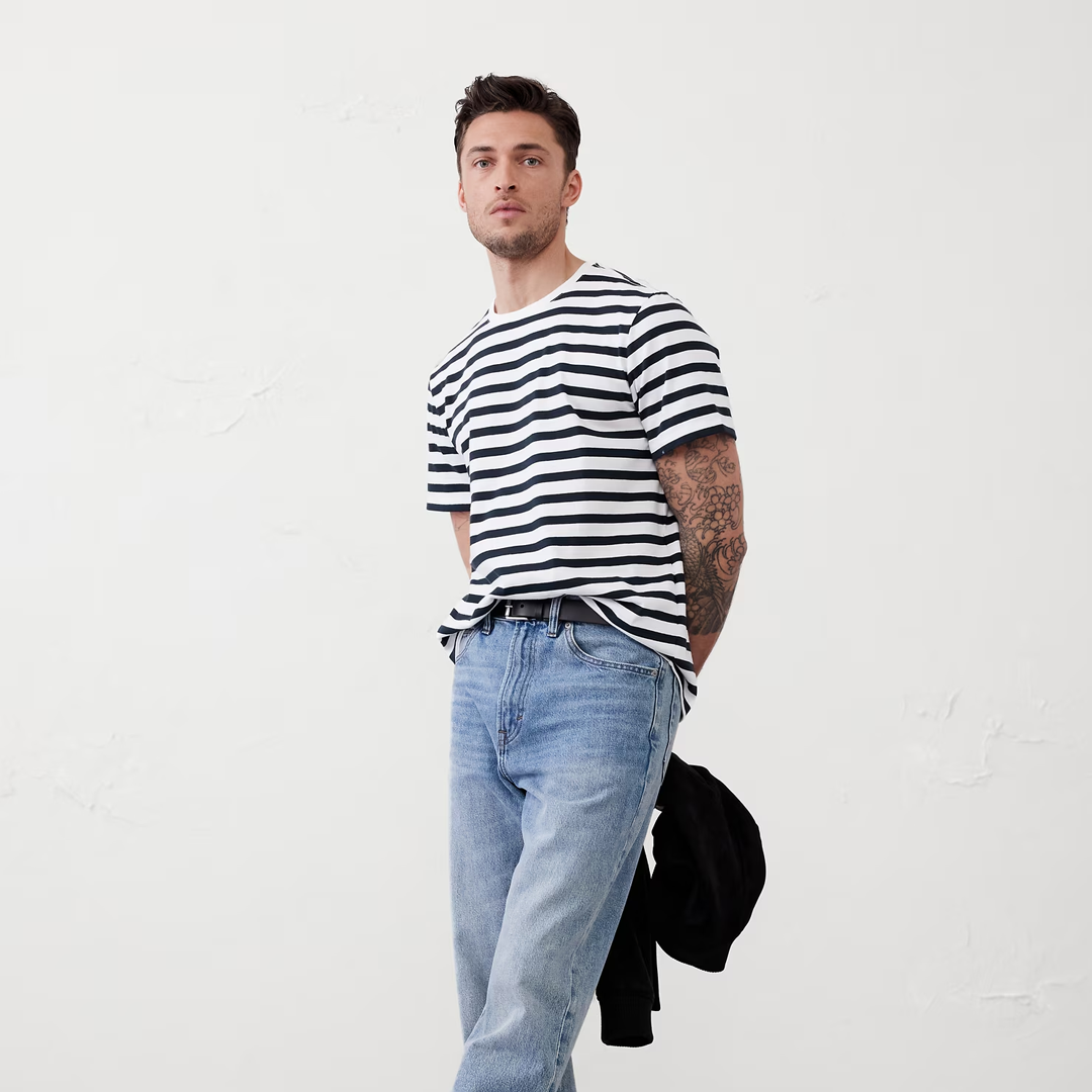 Men's Summer Horizontal Striped Casual Short Sleeves
