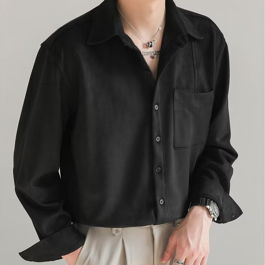 Men's High-End Suede Long-Sleeved Shirt