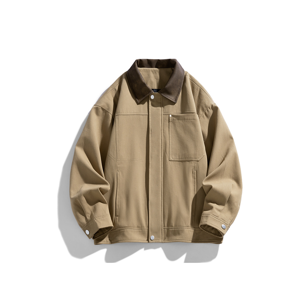 Spring and Autumn New Cotton Men's American Retro Lapel Loose Versatil