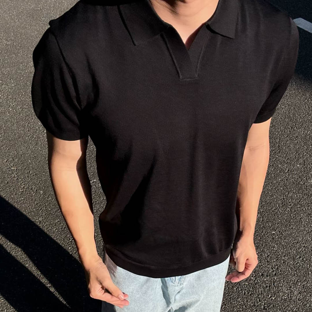 Lyocell Tencel Old Money Style Simple High-end Knitted Short-sleeved POLO Shirt