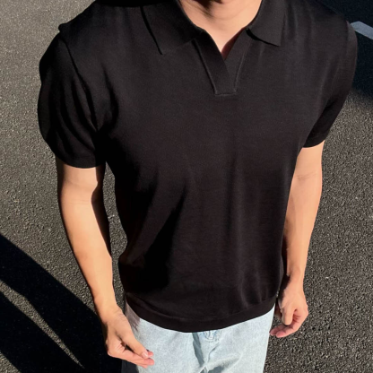 Lyocell Tencel Old Money Style Simple High-end Knitted Short-sleeved POLO Shirt