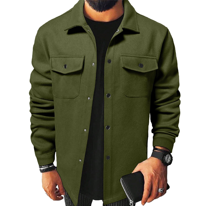 Autumn And Winter Men's Casual Woolen Shirt Jacket