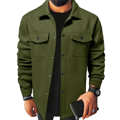 Autumn And Winter Men's Casual Woolen Shirt Jacket