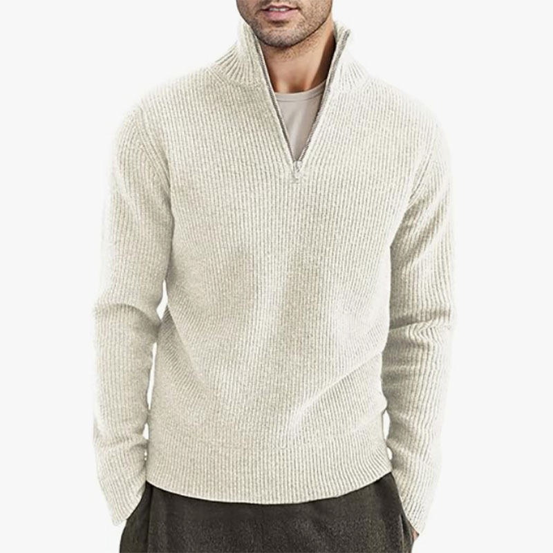 Men's New Thickened Half-High Zipper Collar Men's Warm Winter Sweater