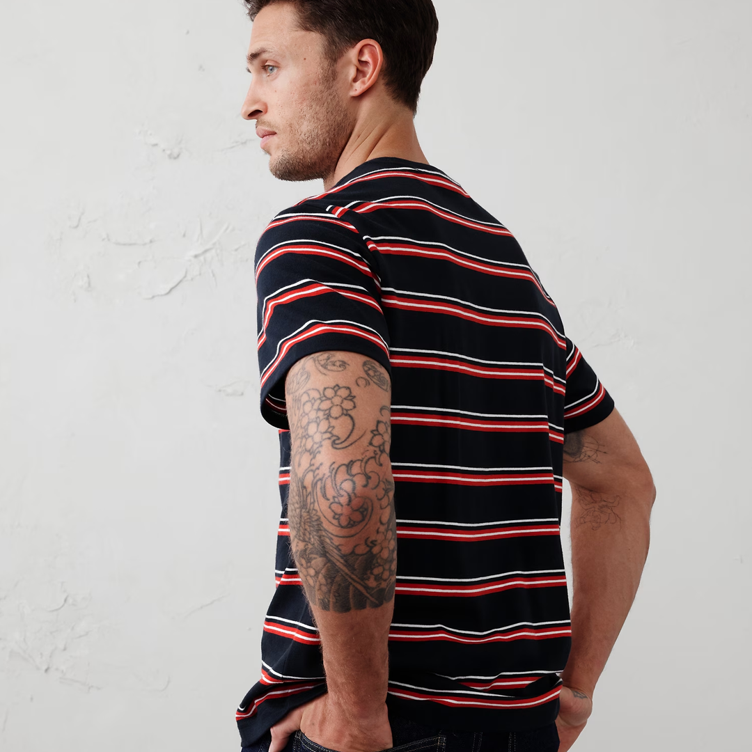 Men's Summer Horizontal Striped Casual Short Sleeves