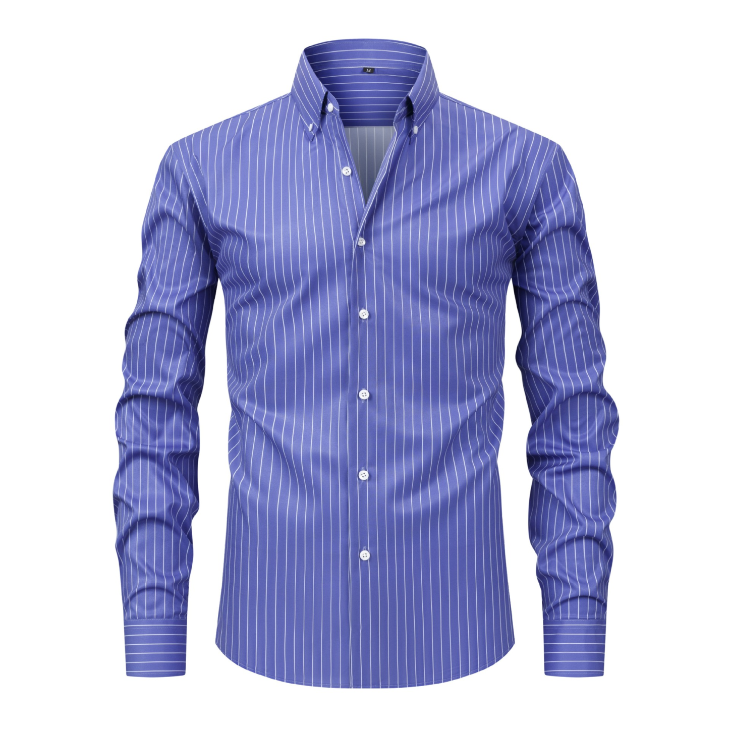 Four-Sided Stretch Digital Printing Striped Long-Sleeved Lapel Men's Shirt High-End Men's Shirt