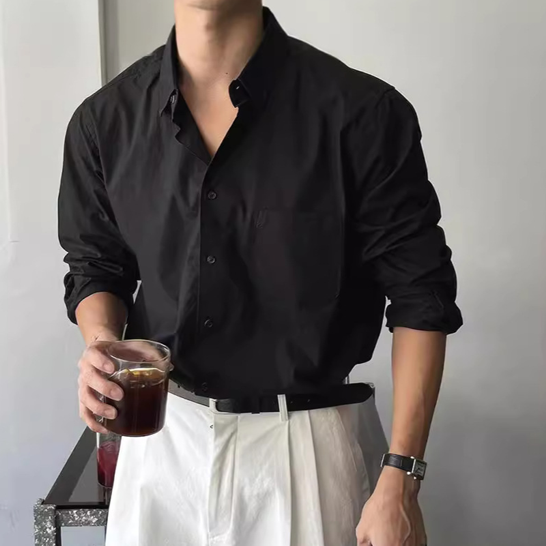 Men's Loose Sun-Proof Long-Sleeved Cotton And Linen Shirt With Pleated Texture