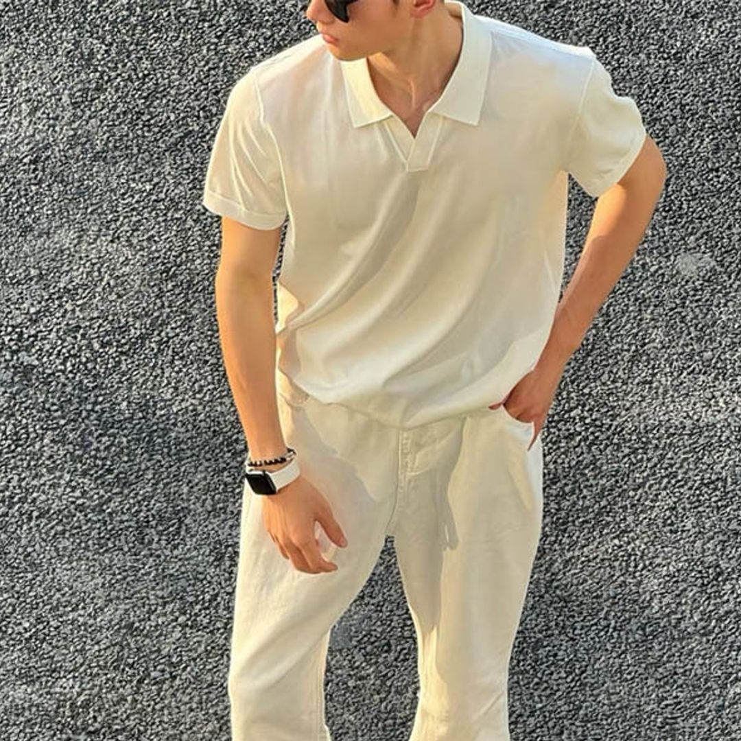 Lyocell Tencel Old Money Style Simple High-end Knitted Short-sleeved POLO Shirt