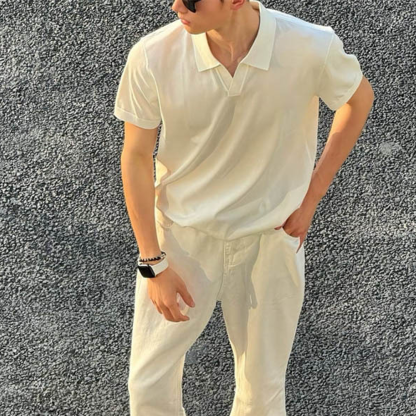 Lyocell Tencel Old Money Style Simple High-end Knitted Short-sleeved POLO Shirt