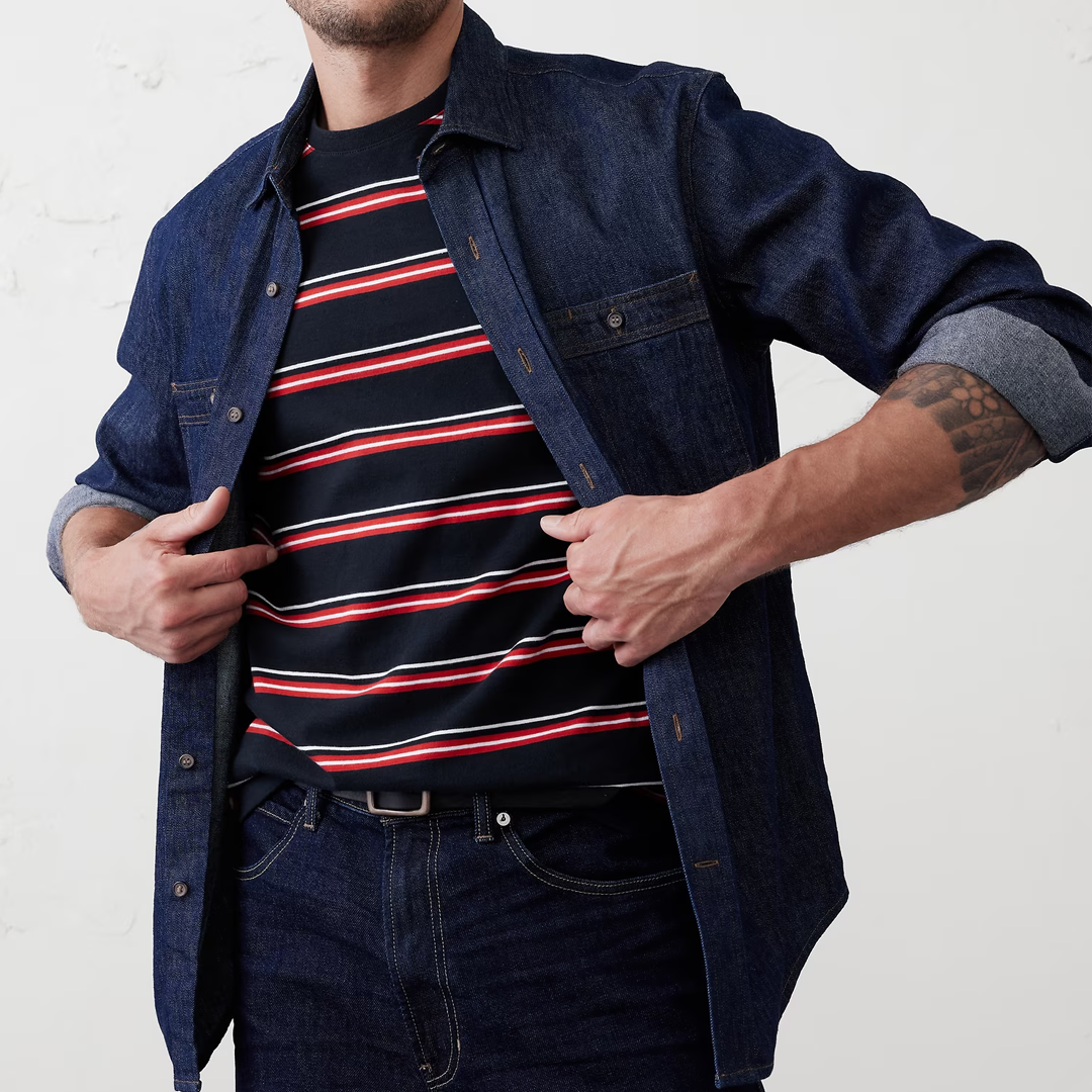 Men's Summer Horizontal Striped Casual Short Sleeves