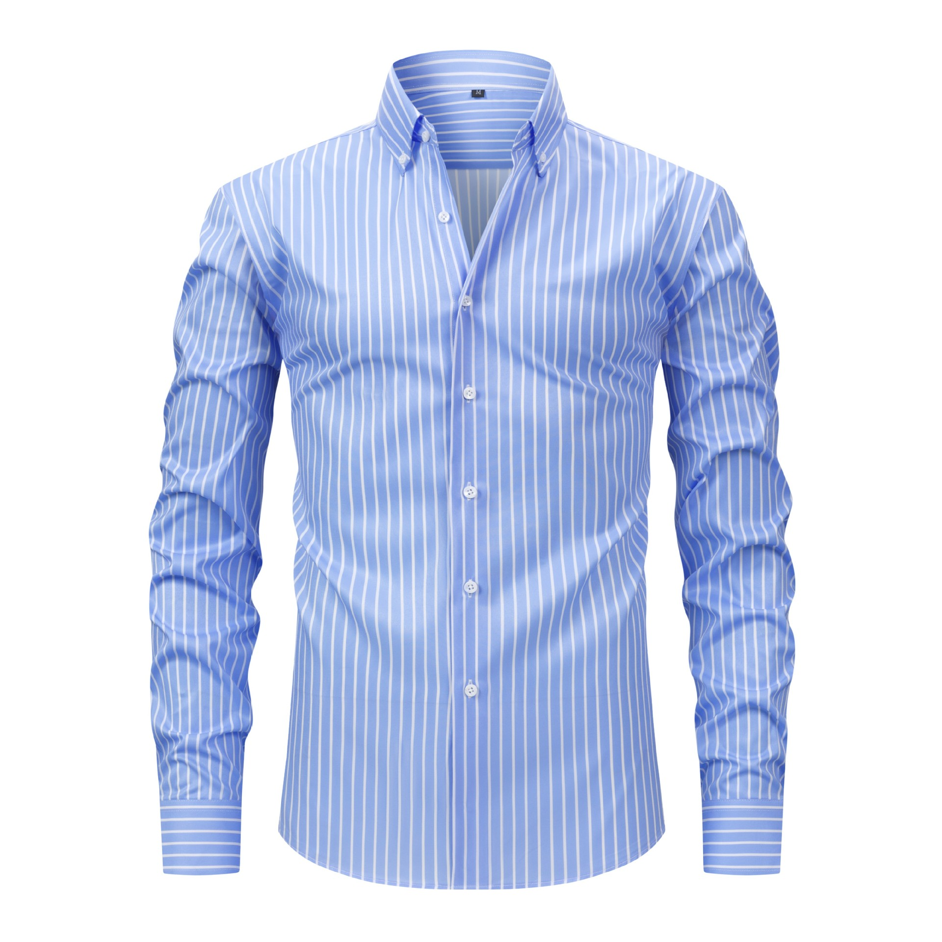 Four-Sided Stretch Digital Printing Striped Long-Sleeved Lapel Men's Shirt High-End Men's Shirt
