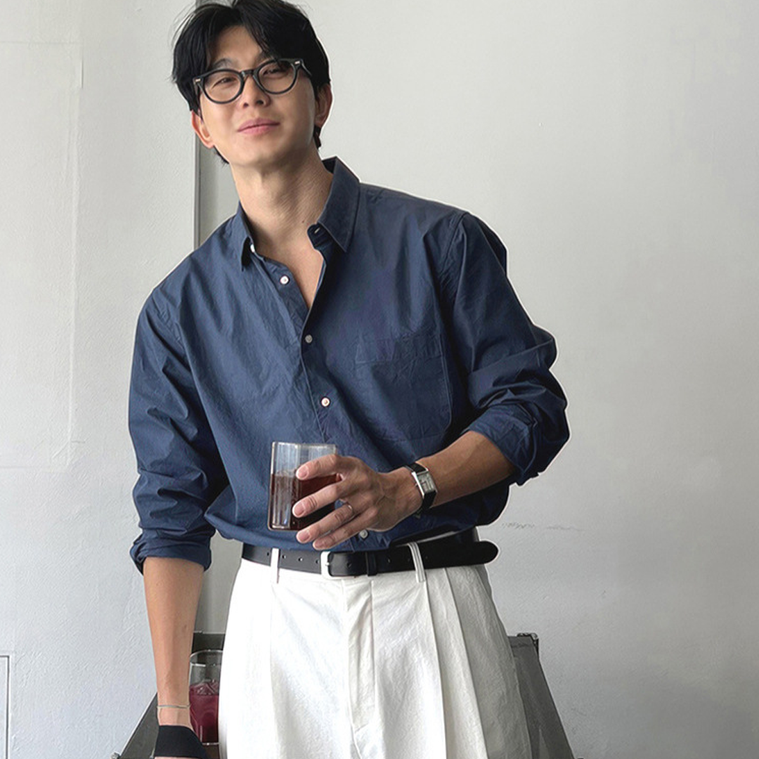 Men's Loose Sun-Proof Long-Sleeved Cotton And Linen Shirt With Pleated Texture