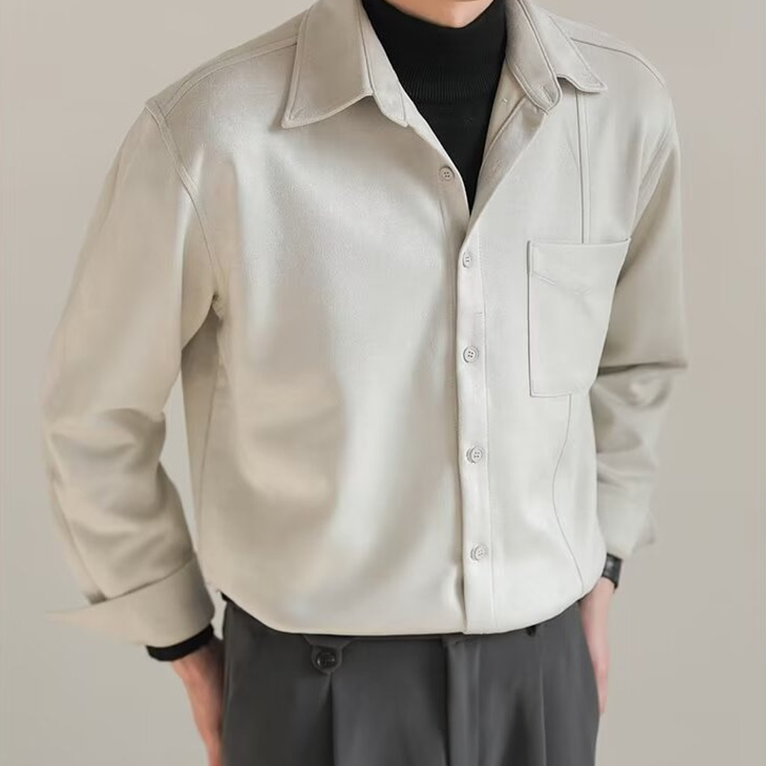Men's High-End Suede Long-Sleeved Shirt