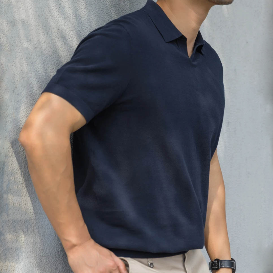 Lyocell Tencel Old Money Style Simple High-end Knitted Short-sleeved P