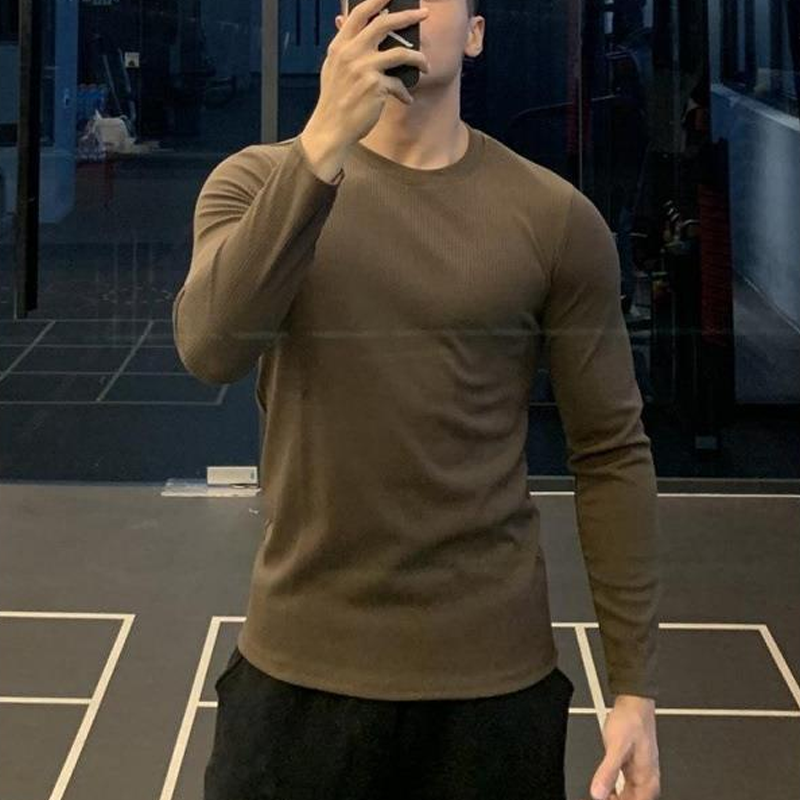 Fitness Clothes Long Sleeve Cotton Sports Color Fitness Clothes Men's T-Shirt Men's Tights Training T-Shirt