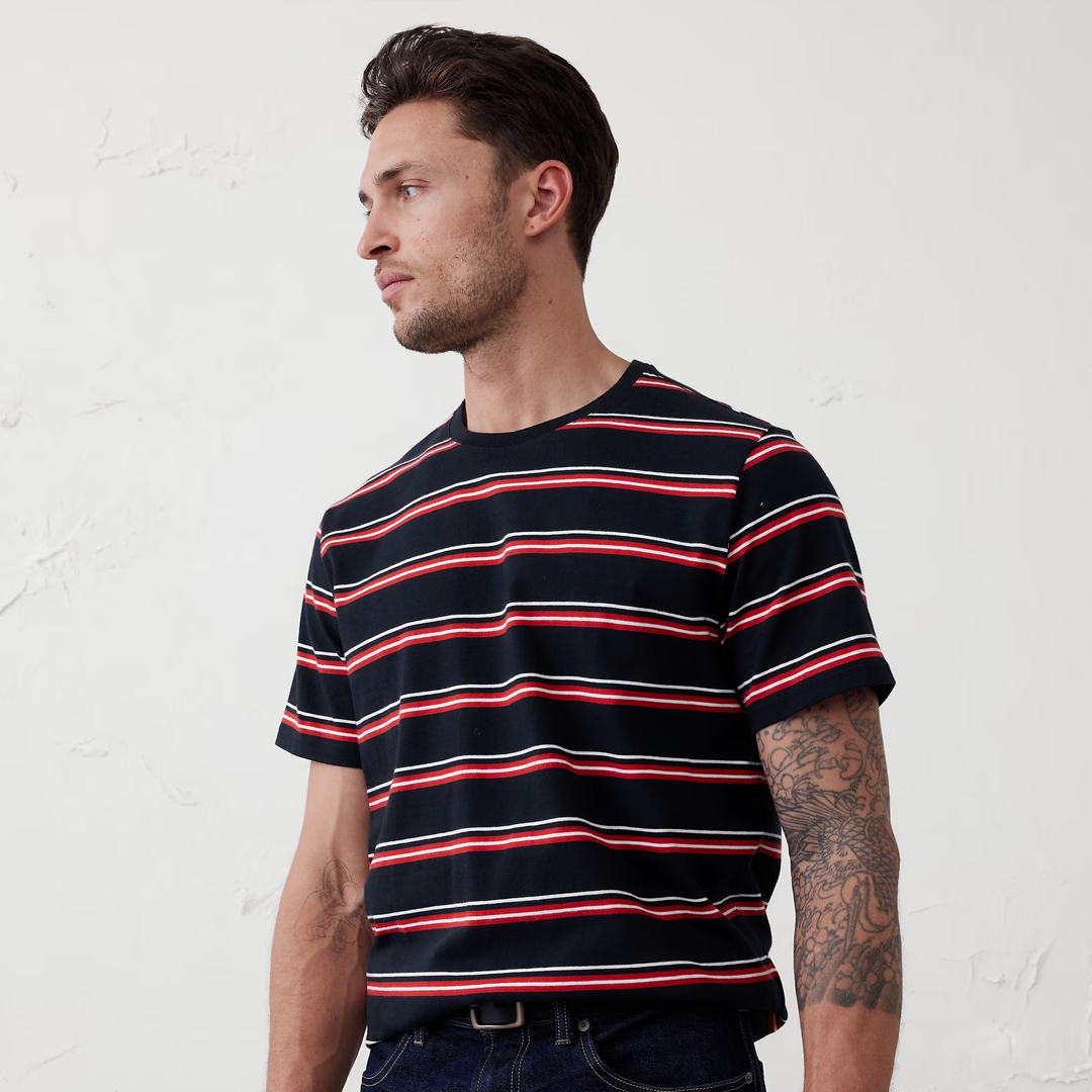 Men's Summer Horizontal Striped Casual Short Sleeves