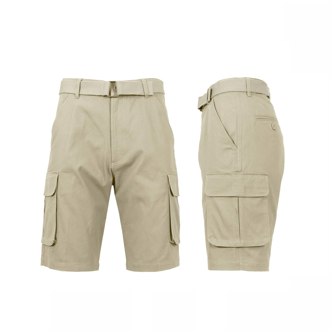 Men's Cotton Belted Cargo Shorts Vintage Distressed Lounge Hiking With Belt Sizes 28-50  NEW