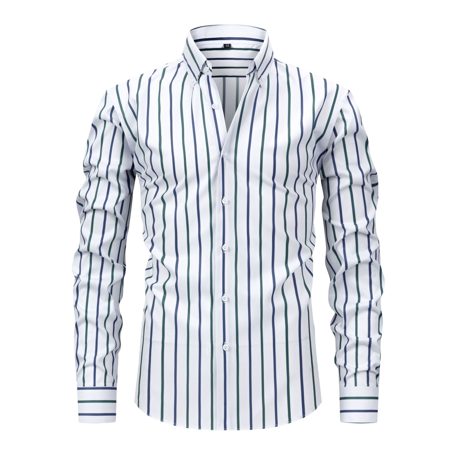 Four-Sided Stretch Digital Printing Striped Long-Sleeved Lapel Men's S
