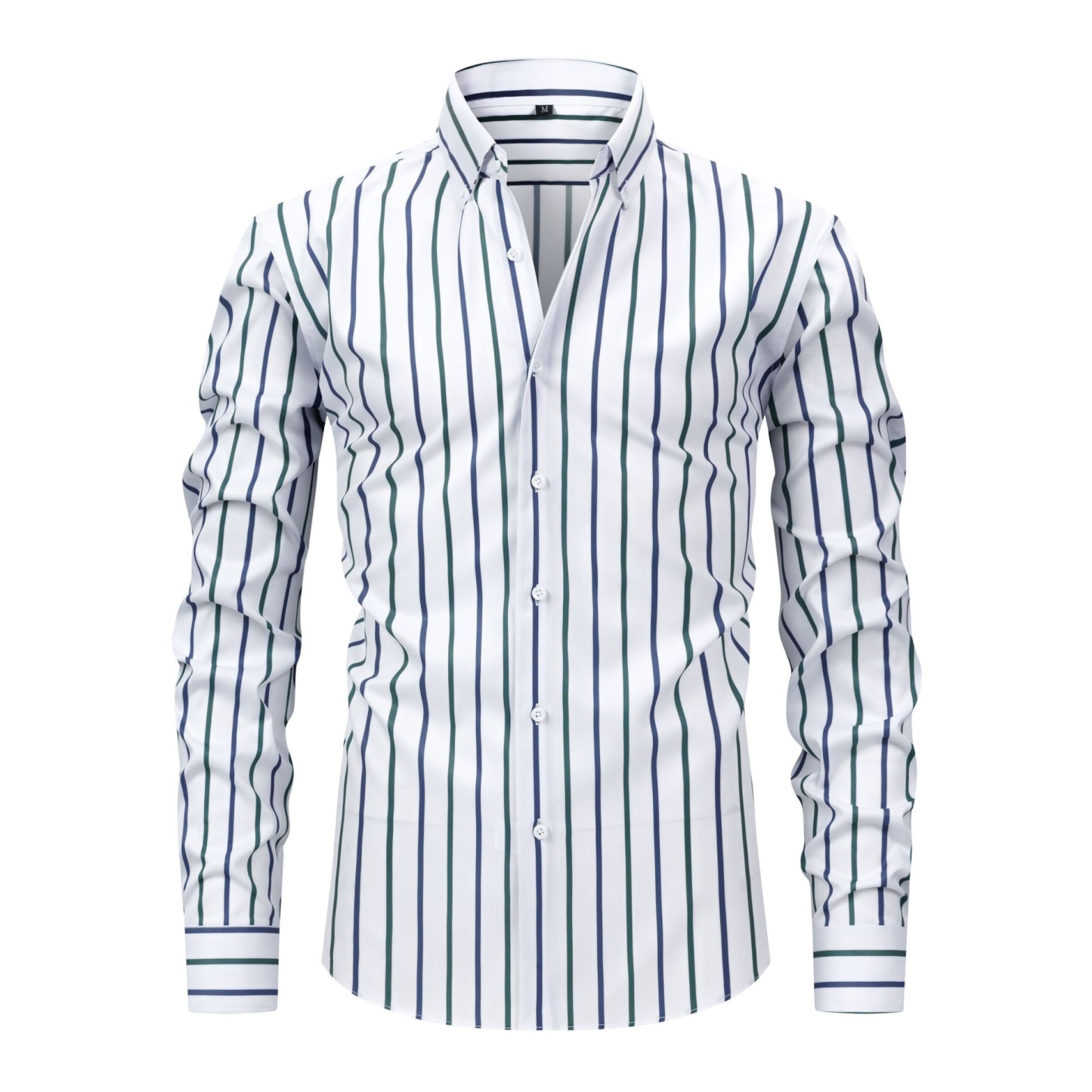 Four-Sided Stretch Digital Printing Striped Long-Sleeved Lapel Men's Shirt High-End Men's Shirt