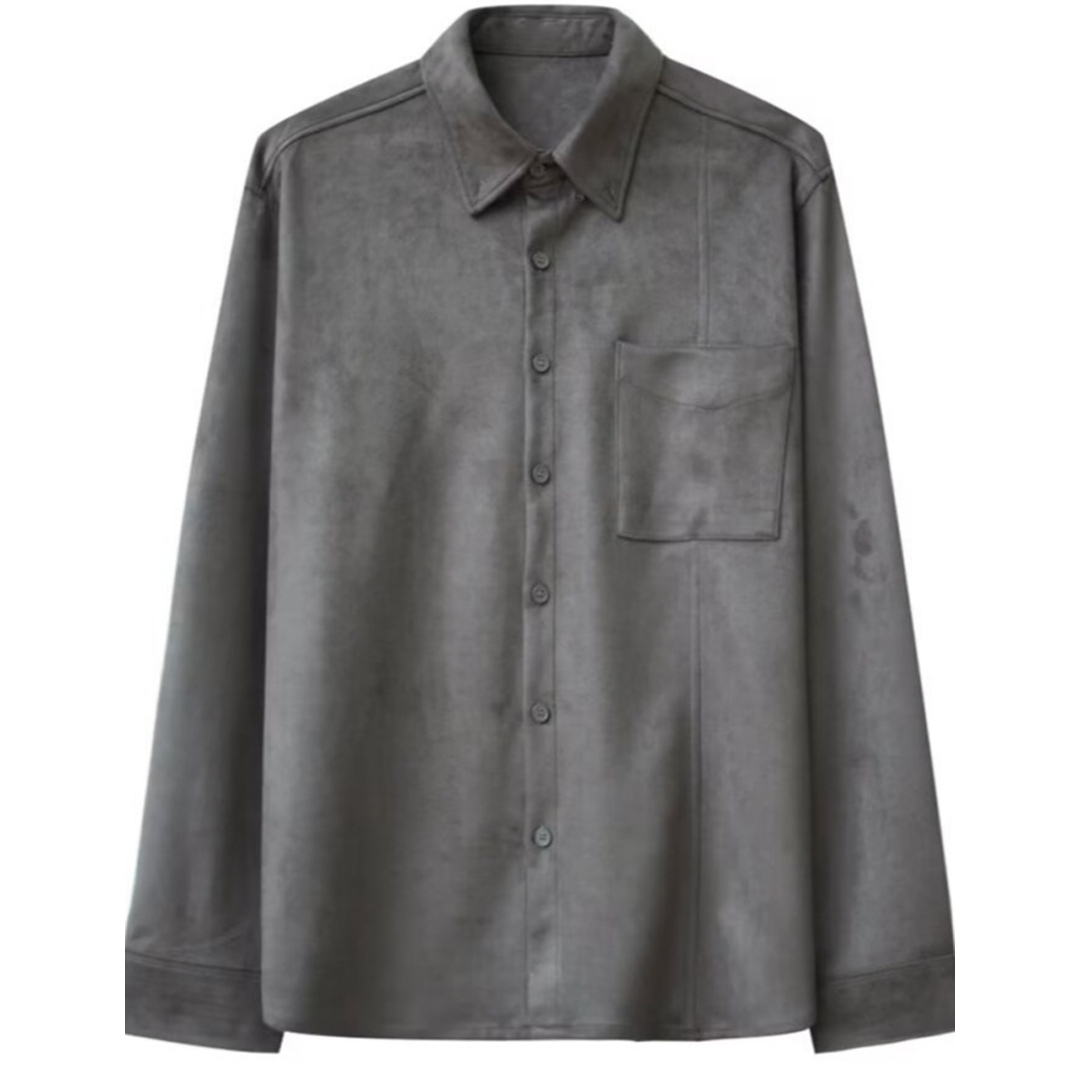 Men's High-End Suede Long-Sleeved Shirt