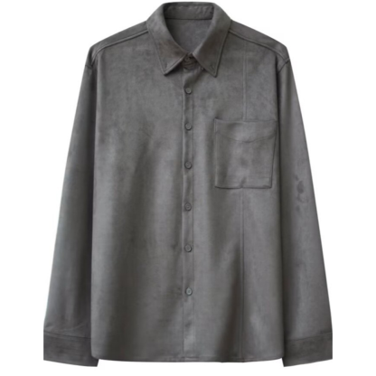 Men's High-End Suede Long-Sleeved Shirt