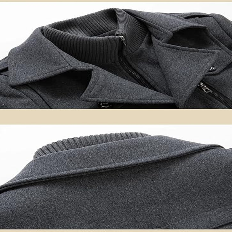 Men's Winter Wool Coat Cashmere Plus Cotton Thickening Warm Single Breasted Overcoat