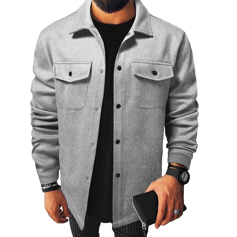 Autumn And Winter Men's Casual Woolen Shirt Jacket