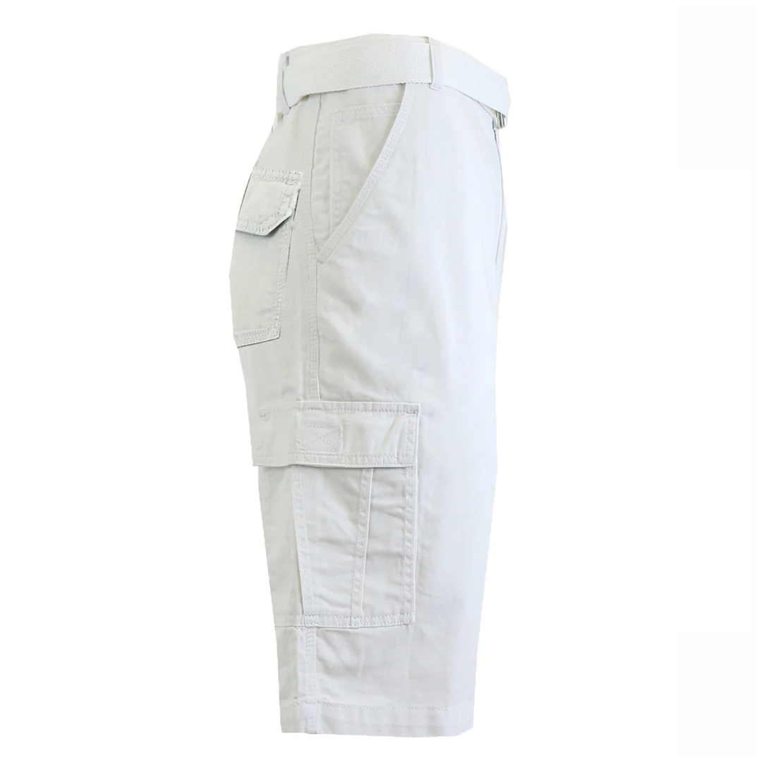 Men's Cotton Belted Cargo Shorts Vintage Distressed Lounge Hiking With