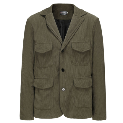 Mens Corduroy Jacket Coat Loose Casual Long Sleeve Button Warm Jackets Business