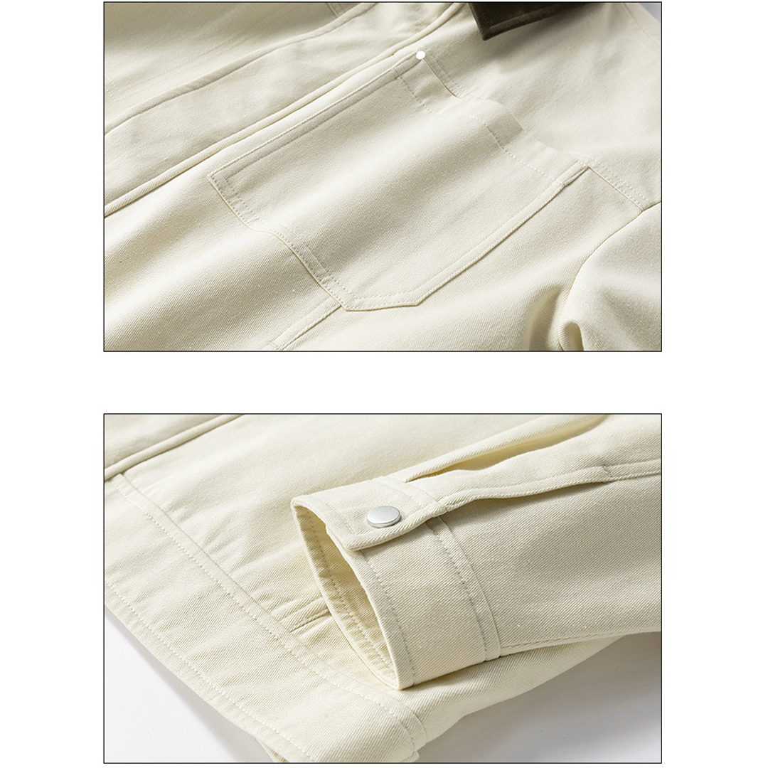 Spring and Autumn New Cotton Men's American Retro Lapel Loose Versatile Workwear Jacket