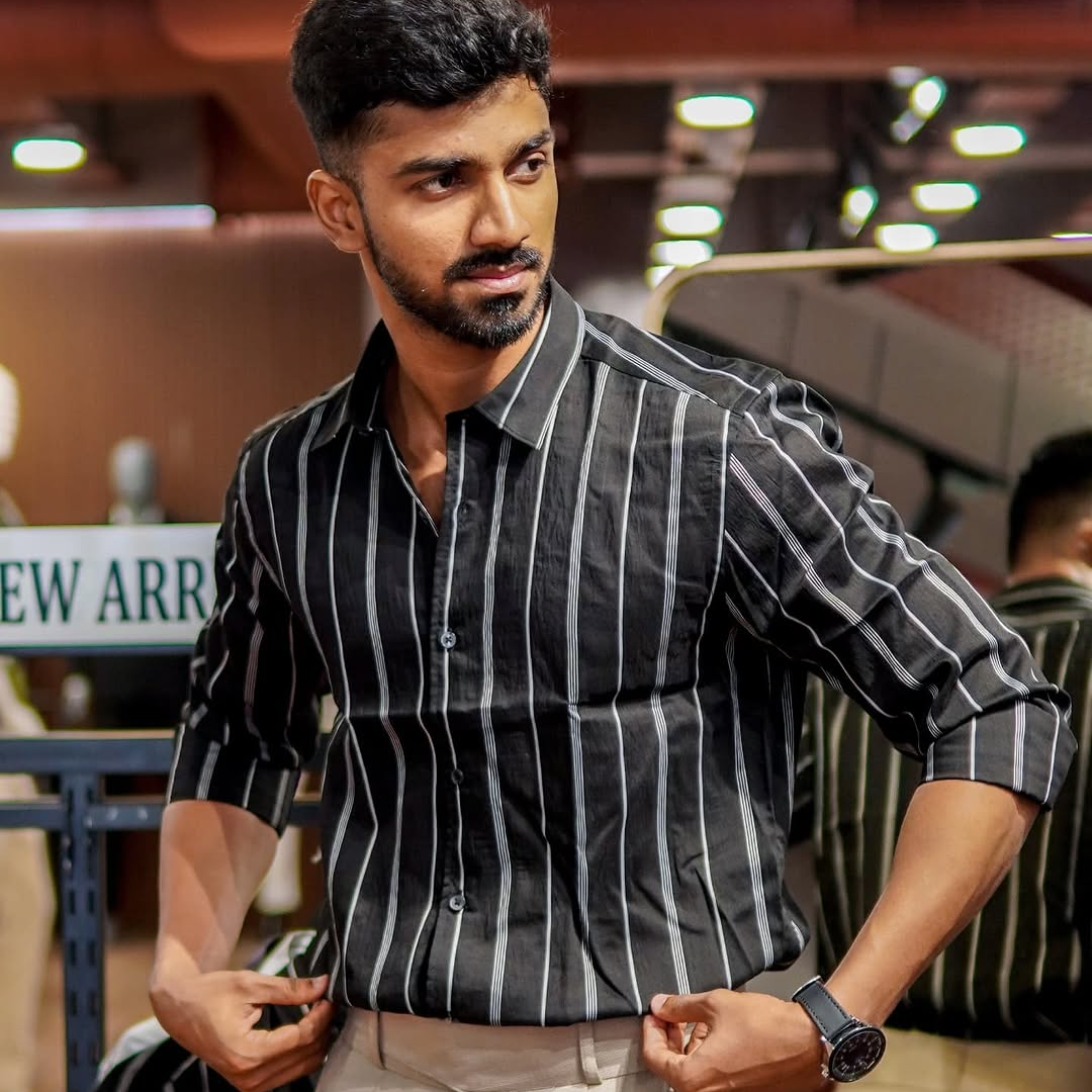 Men's Loose Striped Shirt, Casual And Versatile, Cool And Breathable, 