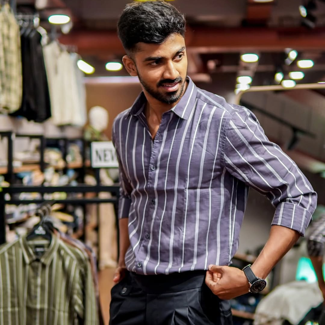 Men's Loose Striped Shirt, Casual And Versatile, Cool And Breathable, 